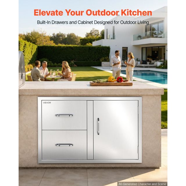 VEVOR Συρτάρι εξωτερικής κουζίνας για BBQ, 2 συρτάρια, 82 x 55 x 52 εκ. ZHHWJ325WX209WQ4E001V0