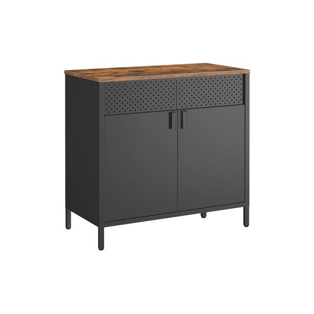 SONGMICS Ντουλάπι Αποθήκευσης 80x40x76cm με Ρουστίκ Καφέ Ξύλινη Επιφάνεια και Μαύρο Μεταλλικό Πλαίσιο LSC102B01