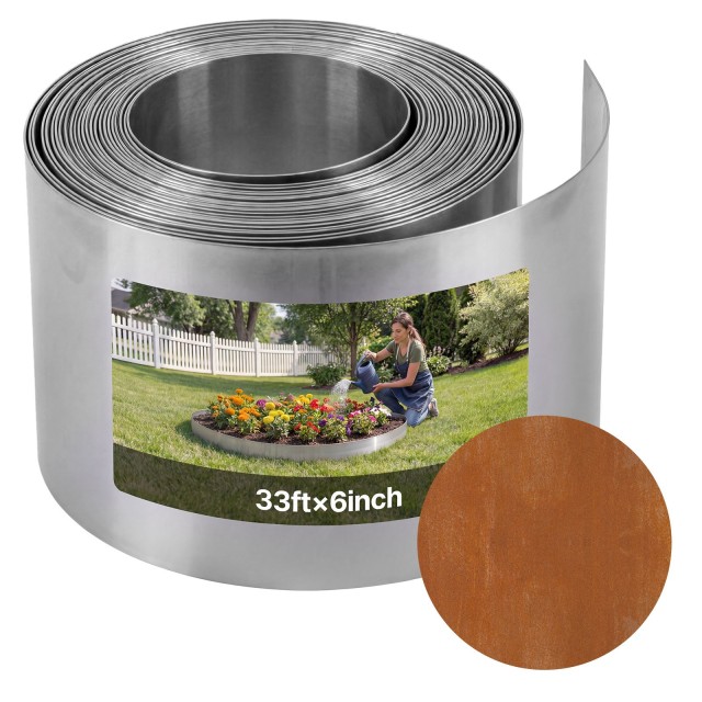 VEVOR Ατσάλινη Κοπή Τοπίου Corten, 1000 x 15 εκ., Με Γάντια, Ευέλικτες Μεταλλικές Ταινίες για Εύκολη Εγκατάσταση JSPZJNHG10M1TN4VI001V0