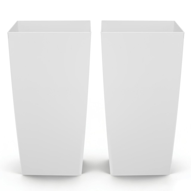 VEVOR Σετ 2 Ψηλές Κωνικές Ζαρντινιέρες 750 mm για Εσωτερικό και Εξωτερικό Χώρο, Πλαστικές με Ρόδες, Εσωτερικό Δοχείο και Οπές Αποστράγγισης, Λευκές FZXZSHPBS2PC33CA2001V0