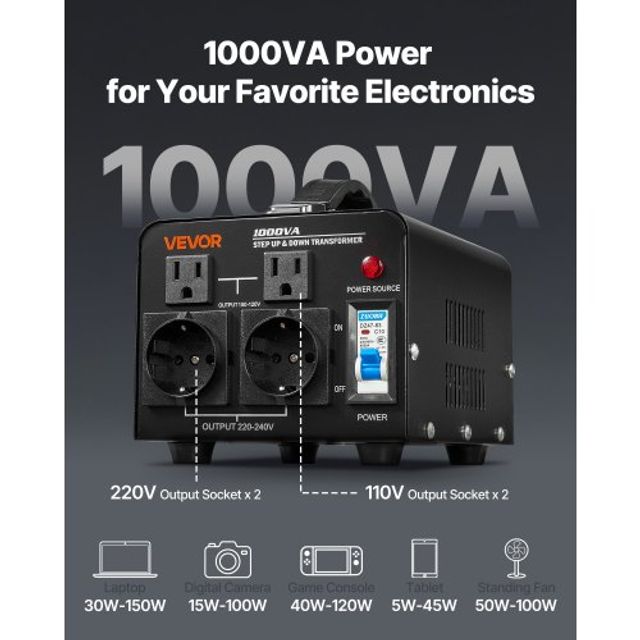 VEVOR Μετασχηματιστής Τάσης 1000VA 110V-220V SXDYZHQSD11025EPL001V2
