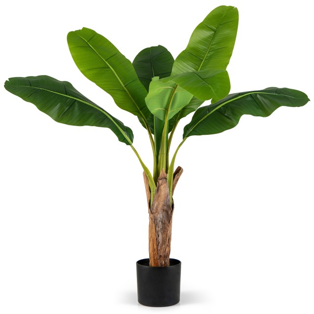 Costway Σετ 2 Τεχνητά Τροπικά Φυτά Παλάμης 107 εκ - Πράσινο φυλλώδες σχέδιο HZ10327GN-2