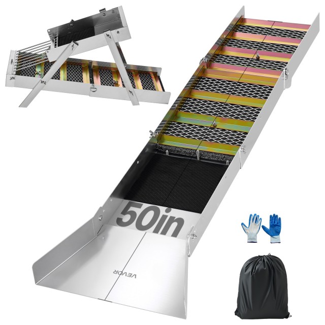 VEVOR Φορητή Αλουμινένια Συσκευή Εξόρυξης Χρυσού 2-σε-1 Sluice Box - Αναδιπλούμενη Highbanker (1270mm), με Σακίδιο και Γάντια για Εξερεύνηση Χρυσού σε Ρυάκια TJC50YC9YCLHJNFYX001V0