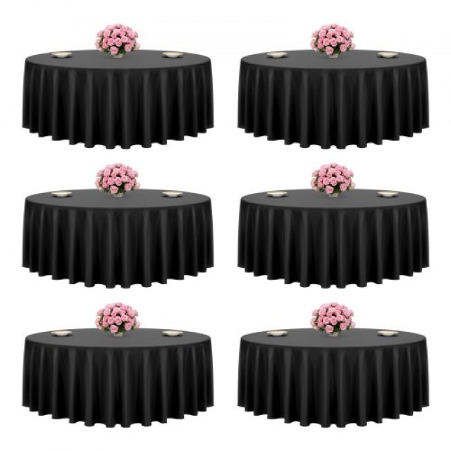 VEVOR Σετ 6 Στρογγυλών Μαύρων Τραπεζομάντηλων, 120 ίντσες DLZB120YCHS6CPU1U001V0