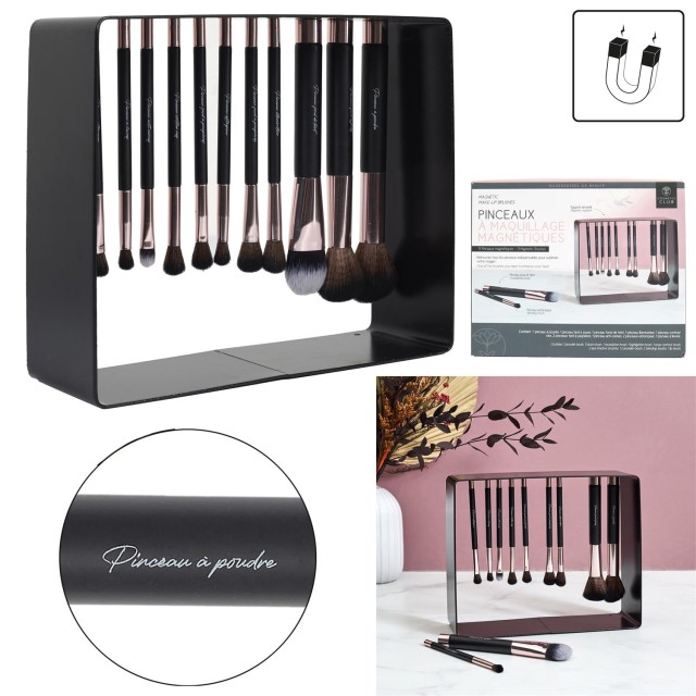 COSMETIC CLUB Σετ 11 Μαγνητικών Πινέλων Μακιγιάζ με Στήριγμα - Διαστάσεις 20 x 15 x 5 εκ SC0664