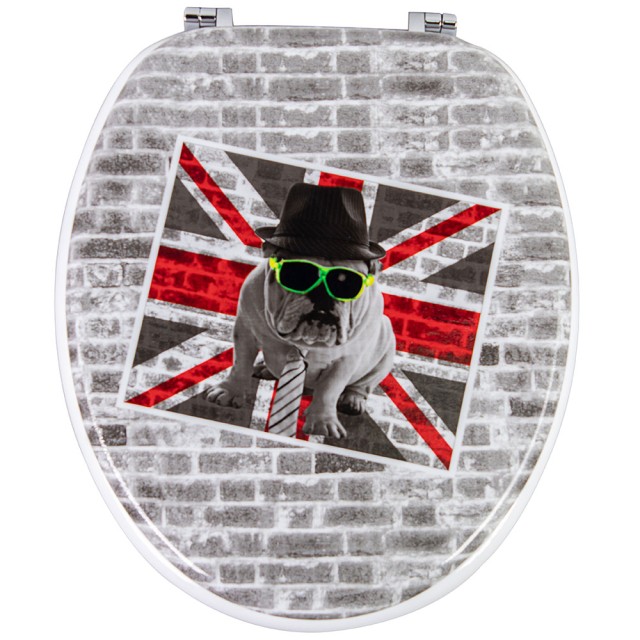 BAKAJI  Καπάκι τουαλέτας με εκτύπωση Bull Dog London Καπάκι καθίσματος WC Μπάνιο Ξύλο  02838522
