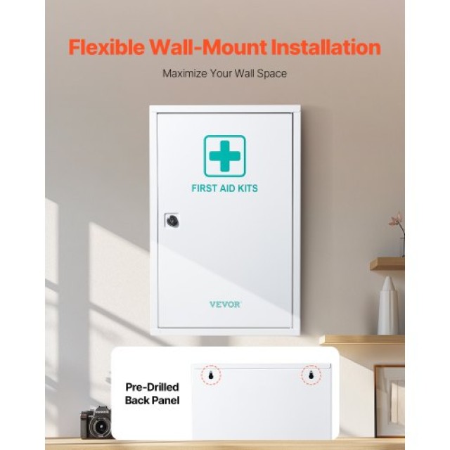 VEVOR Ντουλάπι Πρώτων Βοηθειών 3 Ραφιών 1000 Τεμαχίων Τοίχου Μεταλλικό JJJJS1250JZYO3RBU001V0