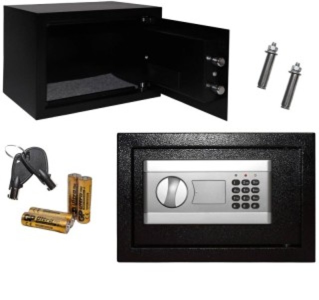 MULTISTORE Οικιακό χρηματοκιβώτιο με ηλεκτρονική κλειδαριά, θήκη για κλειδί ή κωδικό, 31x20x20 εκ. G-604