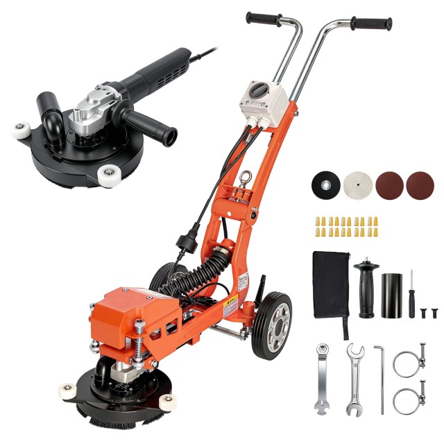 VEVOR Ηλεκτρικός Λειαντήρας Σκυροδέματος 1400W 3700 rpm, 18 cm, με Ρυθμιζόμενη Λαβή και Θύρα Σκούπας, Πορτοκαλί DDHNTYMJ1600XZFX2001V2