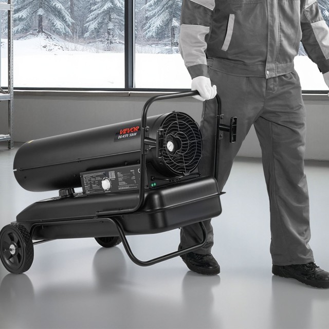 VEVOR Φορητός Θερμαντήρας Κηροζίνης 50kW με Ρόδες και Ρυθμιζόμενη Θερμοκρασία (1055x555x585 mm) GFSMYQNQ50KWRABDF001V2