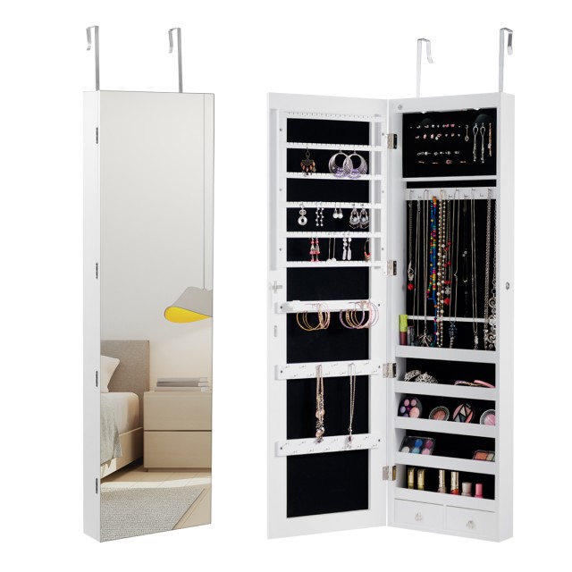 Costway Καθρέφτης Τοίχου με LED Φωτισμό 120 x 35,5 x 10 cm Μαύρο/Λευκό-Λευκό HW59104WH
