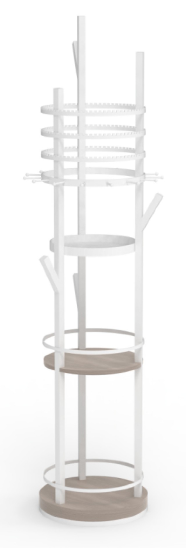 Costway Περιστρεφόμενη Βάση Κοσμημάτων 360° για Σκουλαρίκια και Κολιέ με 3 Ράφια, Λευκή, 148,5 x 33 x 33 cm JV13045GR