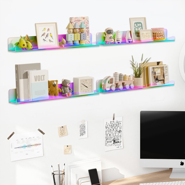 BAKAJI 6 x Πολύχρωμα Ράφια Τοίχου Πολυλειτουργικοί Οργανωτές 38x10x4,8cm 02841410