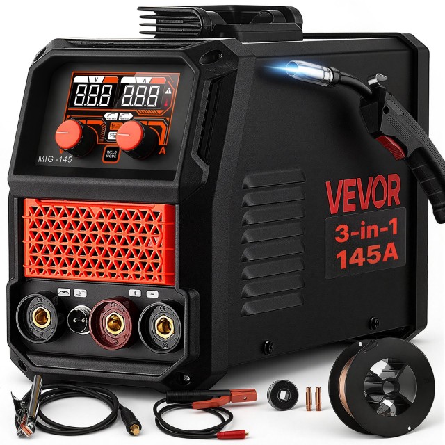 VEVOR Συγκολλητική Μηχανή MIG 145A 3 σε 1 Lift TIG/Flux Core/Stick, 220V, Synergic, IGBT Inverter MIGHJ145A3H1893DK001V2