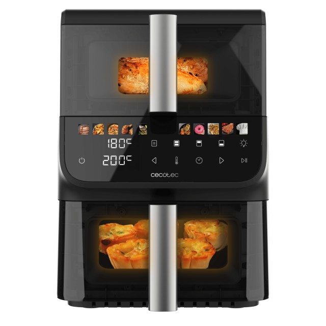 CECOTEC Φριτέζα Αέρος 10L DuoLevel 10000 DuoSize Window Φριτέζα Αέρος 10L με Παράθυρα, Διπλό Κάδο 3,5L + 6,5L, 2000W, Αφής, 10 Προγράμματα CEC-109328