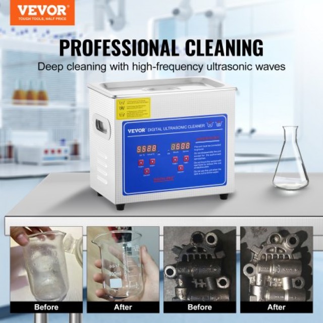 VEVOR 3L Υπερηχητικό Καθαριστικό με Ψηφιακή Θέρμανση και Χρονοδιακόπτη για Κοσμήματα (3L) JPS-20ACSBQXJ0001V2