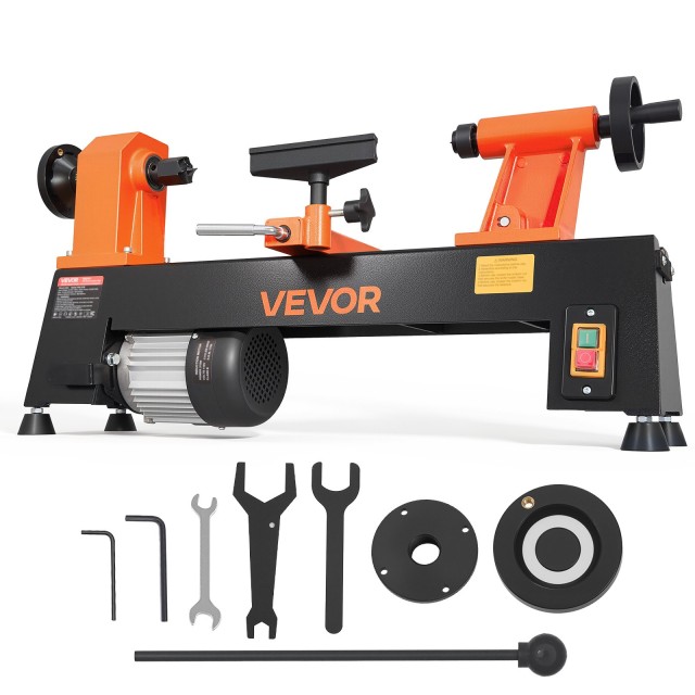 VEVOR Ξύλινος τόρνος πάγκου 1/2 HP 254 x 465 mm, 5 ταχύτητες 650/1100/1600/2200/3200 RPM TSMGCC25K05H128L7001V2