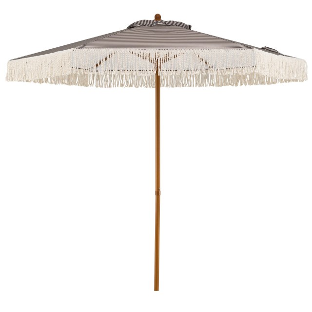 Costway Πράσινη ομπρέλα βεράντας 2 μ. με κρόσσια, 6 ακτίνες και στιβαρό μεταλλικό στύλο, 233 x 210 x 210 cm NP12858GN