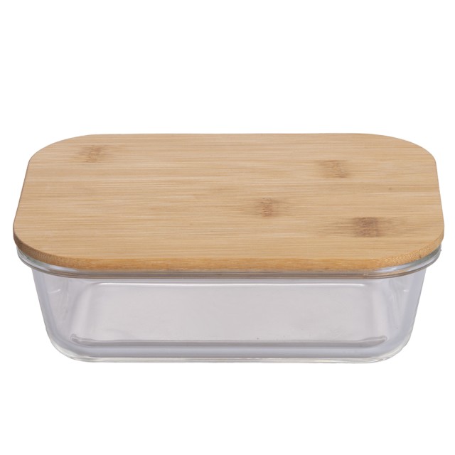Galileo Ορθογώνιο Δοχείο 173x13 εκ από Βοριοπυριτικό Γυαλί με Καπάκι Μπαμπού SΧef 5916527