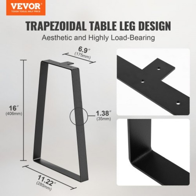 Σετ 2 Τραπεζοειδή Πόδια Τραπεζιού VEVOR 406.4MM, Μαύρα TZTXFGZTHSGT4FXJ0V0