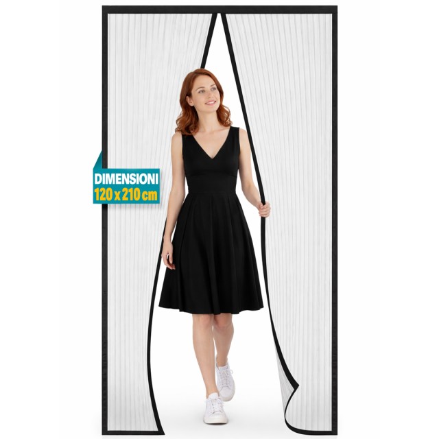 BAKAJI Μαγνητική Σήτα Πόρτας 120x210cm Μαύρη Ριγέ για Προστασία από Κουνούπια και Έντομα 02001916