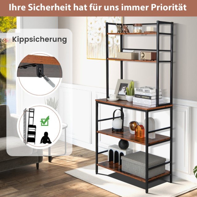 Costway  Πενταώροφη Ραφιέρα Κουζίνας με Βιομηχανικό Στυλ και Ρυθμιζόμενα Πόδια HW67547CF