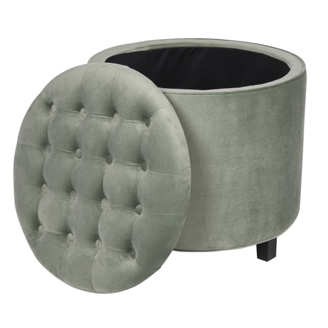 Galileo Πολυλειτουργικό πουφ αποθήκευσης σε πράσινο φασκόμηλο από ύφασμα με βελούδινη υφή, πόδια από ξύλο Sibilla. 2191333