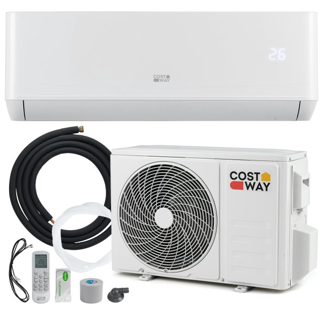 Costway Κλιματιστικό Mini Split 12000 BTU A++ με Αντλία Θερμότητας, Λευκό FP11065DE-WH+