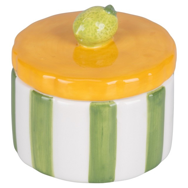 Villa dEste Home Κεραμική Ζαχαριέρα 160 ml με Καπάκι Σχεδίου Λεμονιού Fruit Life 5921844