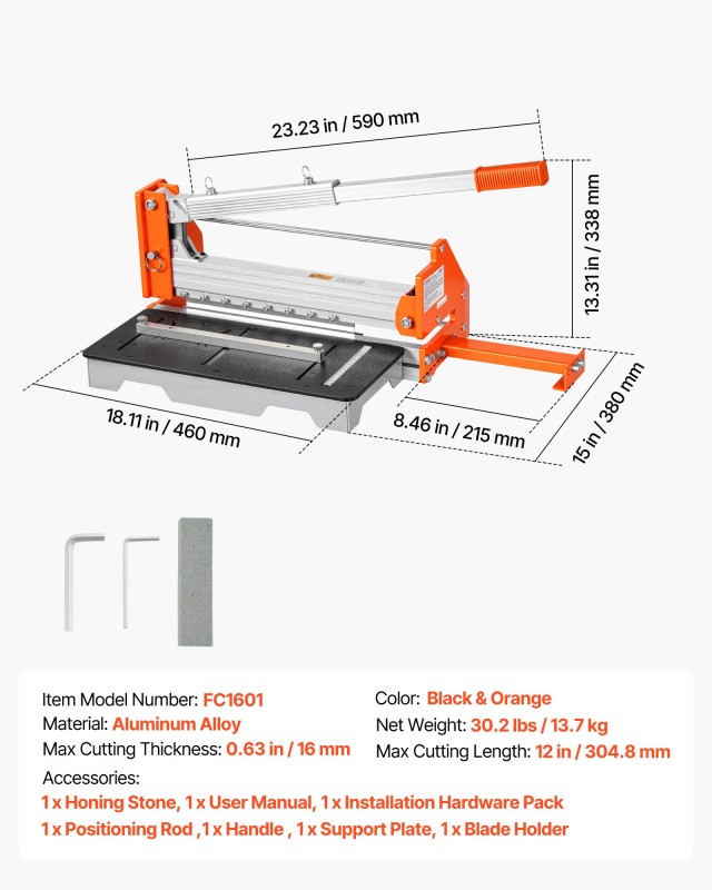 VEVOR Κόφτης Βινυλίου 304.8mm για Δάπεδα, Κόφτης Κυμαινόμενου Δαπέδου 16mm με Αναβαθμισμένο Ανθεκτικό Μοχλό από Αλουμίνιο, Τηλεσκοπική Πλάκα Υποστήριξης, Κόψει Μηχανική Ξυλεία, LVT, VCT, SPC, LVP, WPC LXQGDBQGJ12IKI07V001V0