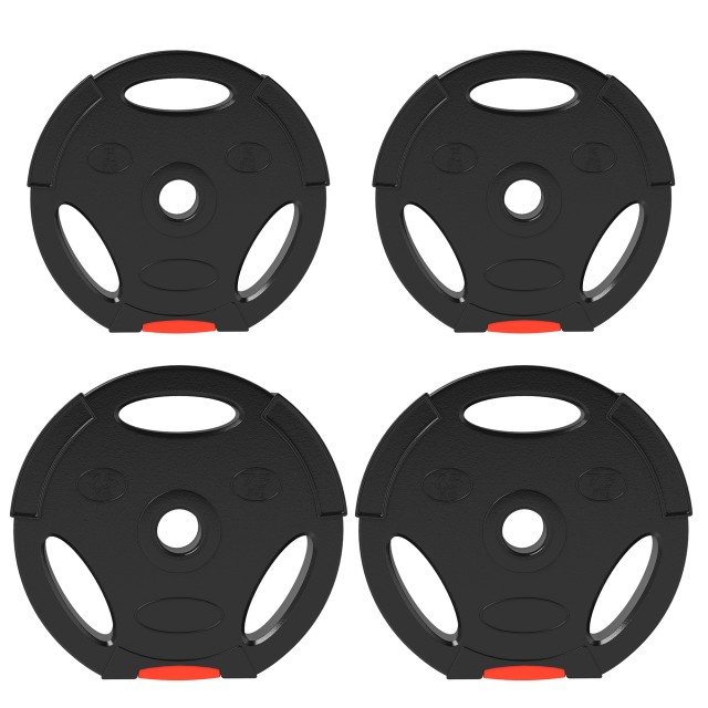 SPORTNOW Σετ Βαρών με 2 Δίσκους 7,5 kg και 2 Δίσκους 5 kg από Πολυπροπυλένιο με Γέμιση Άμμου, Ø30 x 5,5 cm και Ø27 x 4,5 cm, Μαύρο A91-364V01BK