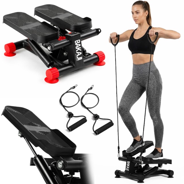 BAKAJI Πολυλειτουργικό Stepper 3 σε 1 με Αντιολισθητικά Πεντάλ και Ιμάντες Αντίστασης Fitness 02002137