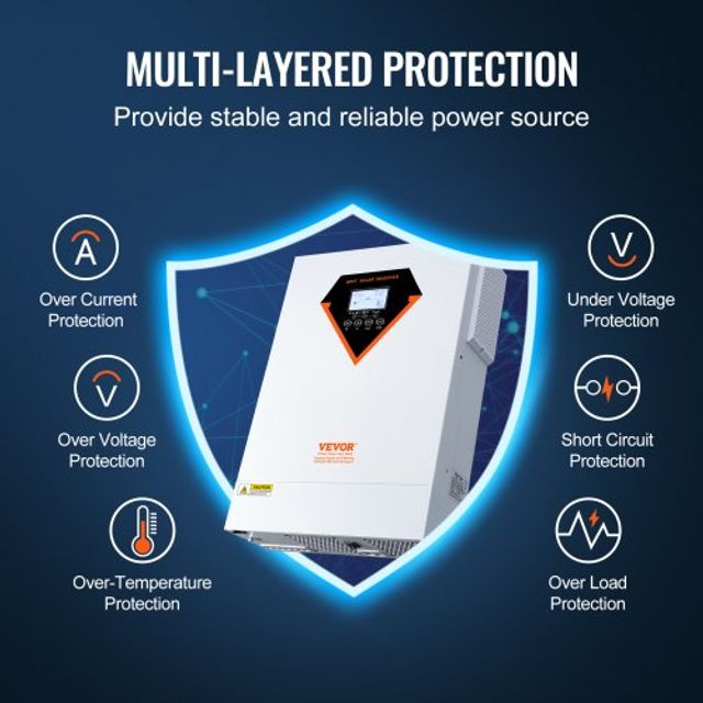 VEVOR Υβριδικός Ηλιακός Αντιστροφέας 5500W 230V με 100A MPPT Ελεγκτή LWGPNKYTJMPPH2A48V2