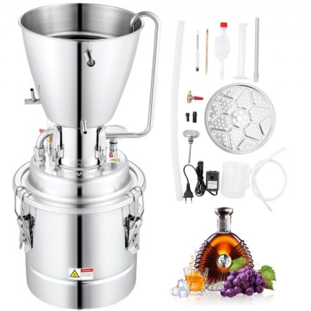 VEVOR  Αποστακτήρας Αλκοόλ 50L με Αντλία & Θερμόμετρο, Ανοξείδωτος, Ασημί DTZLQB50L220VC5WIV2