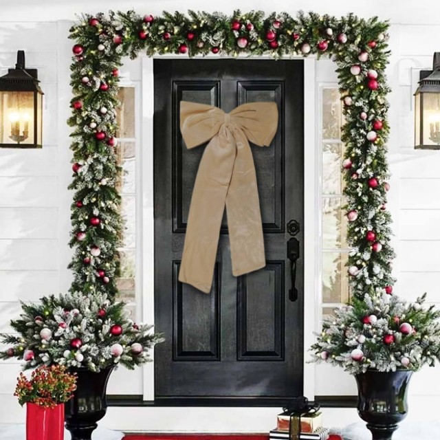 BAKAJI Χριστουγεννιάτικς Φιόγκος για Πόρτα σε Κρεμ Χρώμα 02814839