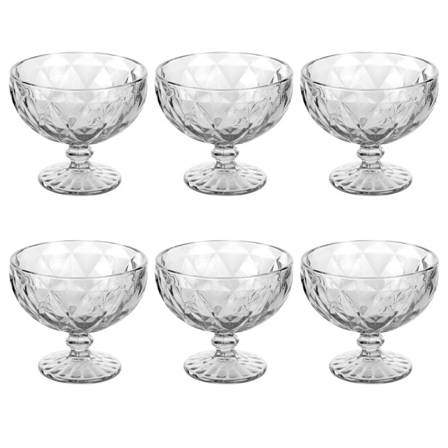 Galileo Σετ 6 κύπελλα παγωτού 400 ml με χαραγμένη επιφάνεια διαφανή Elizabeth Sibilla 5918866