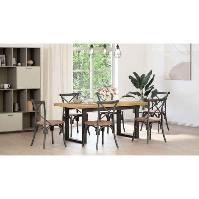 vidaXL Τραπέζι Φαγητού NOAIN με Πόδια U Σχήματος 180x90x75 εκ από Μασίφ Ξύλο Πεύκου 3328259