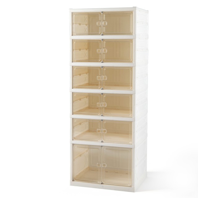 Costway 6ώροφος Παπουτσοθήκη για 12 Ζευγάρια Παπούτσια με Μαγνητικές Πόρτες, Ελεύθερης Τοποθέτησης, 117 x 35 x 45 cm JV14127WH