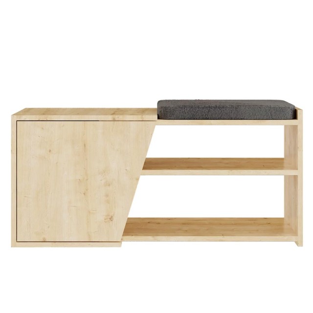 BAKAJI Παπουτσοθήκη Εισόδου με 2 Ράφια, Πόρτα, Μαξιλάρι και Φινίρισμα Δρυς 02813644