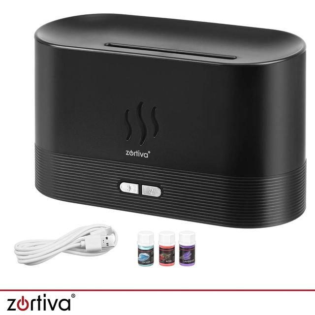 Zortiva Υγραντήρας Αέρα - Αρωματιστής Χώρου με LED RGB & Εφέ Φλόγας, 180 ml 28223