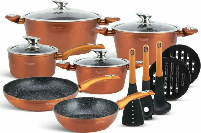 Edenberg Σετ Μαγειρικά Σκεύη 15 τεμαχίων Αλουμινίου με Αντικολλητική Κεραμική Επίστρωση EB-5618