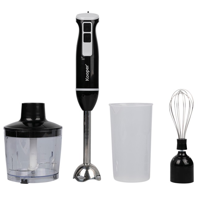 Kooper Μπλέντερ χειρός 3 σε 1 με λεπίδες και χτυπητήρι από ανοξείδωτο ατσάλι, άξονας από ατσάλι, 2 ταχύτητες, αλέθει, θρυμματίζει και χτυπά, 600 W My Chef Kooper 5907595