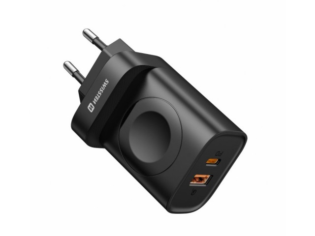 SWISSTEN Φορτιστής Δικτύου για Apple Watch, με USB-A, USB-C, 22.5W 8595217483842