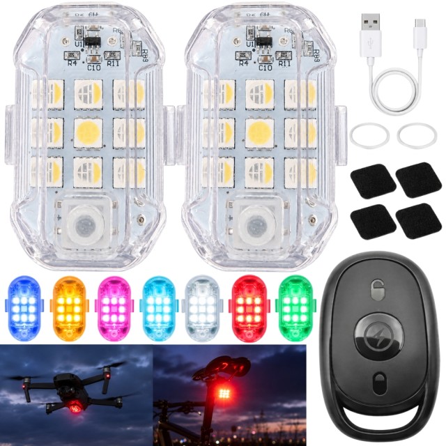 Verk Group Ασύρματα Φωτάκια LED Strobe 7 Χρωμάτων με Τηλεχειριστήριο, Σετ 2 Τεμαχίων 5907451383001