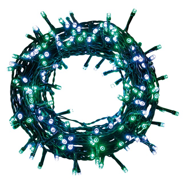 Kooper Σύρμα 180 λευκοπράσινων LED 8 μ για εξωτερική χρήση, με 8 λειτουργίες φωτισμού Santas House by Kooper 5906381