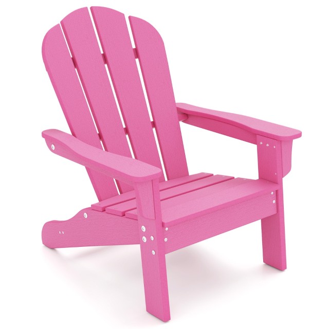 Costway Παιδική Καρέκλα Adirondack HDPE 53,5 x 52 x 64 εκ. με Εργονομική Πλάτη Ροζ NP11919PI