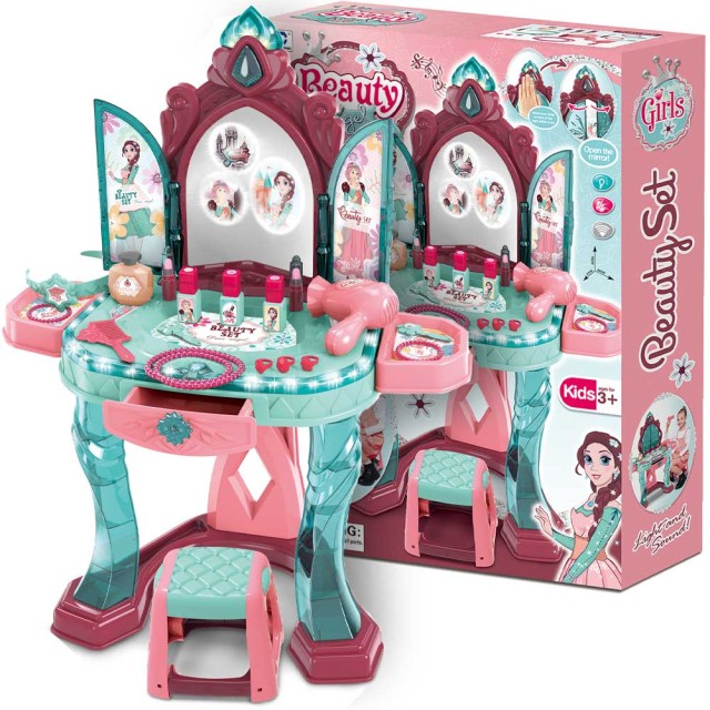 BAKAJI  Καθρέφτης Μακιγιάζ με Αισθητήρα Σετ Ομορφιάς με Σκαμπό Μουσική και Φώτα Αξεσουάρ  02839823