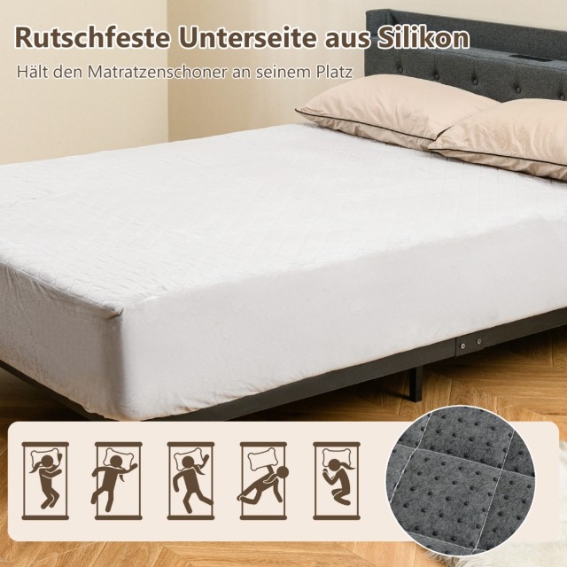 Costway  Προστατευτικό στρώματος υπερ-απαλό κάλυμμα με βαθιές τσέπες Γκρι 180 x 200 εκ. HU10882GR-K