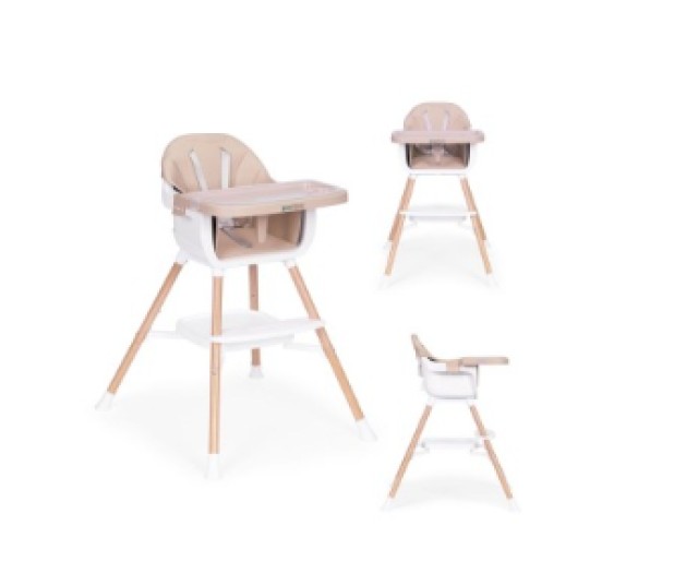 ECOTOYS Παιδικό καθισματάκι φαγητού 2 σε 1, μπεζ HC508-Beige
