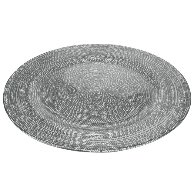 Galileo Στρογγυλό πιάτο από πλατίνα, γυάλινο, 32 εκ., με μεταλλικό φινίρισμα Elegance Sibilla. 5911166